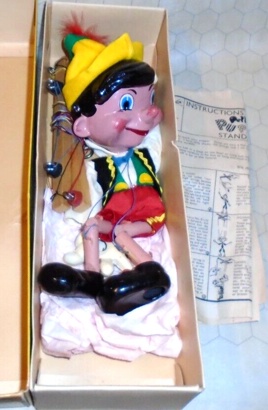 Vintage Disney Pinocchio Marionette w/ Box - Pelham Puppets Wood