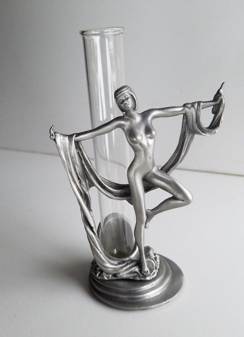 Pewter Dancer with Glass Vase