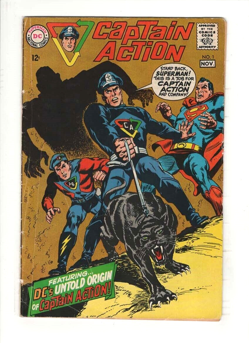 CAPTAIN ACTION #1 Good+, Superman, Irv Novick cover, Wally Wood art, DC 1968
