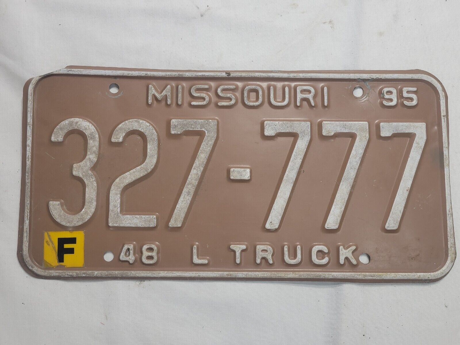 1995 Missouri 327-777 License Plate Farm Truck Car Tag Sign Automobile