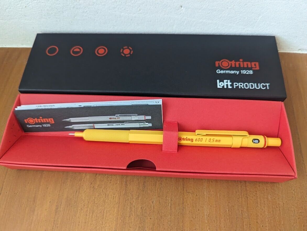 Rotring 600 Loft Limited Matte Yellow Mechanical Pencil knock type 0.5mm Japan