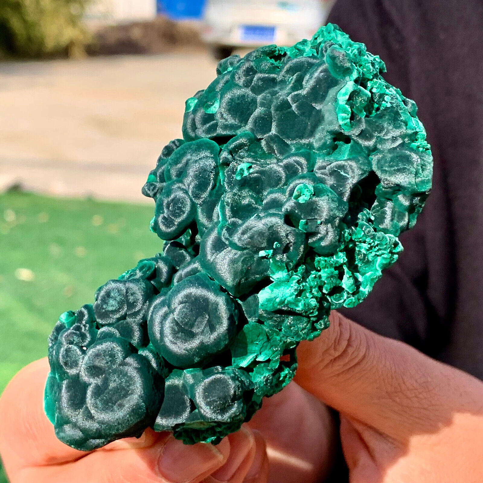 226G Natural glossy Malachite cat eye transparent cluster rough mineral sample