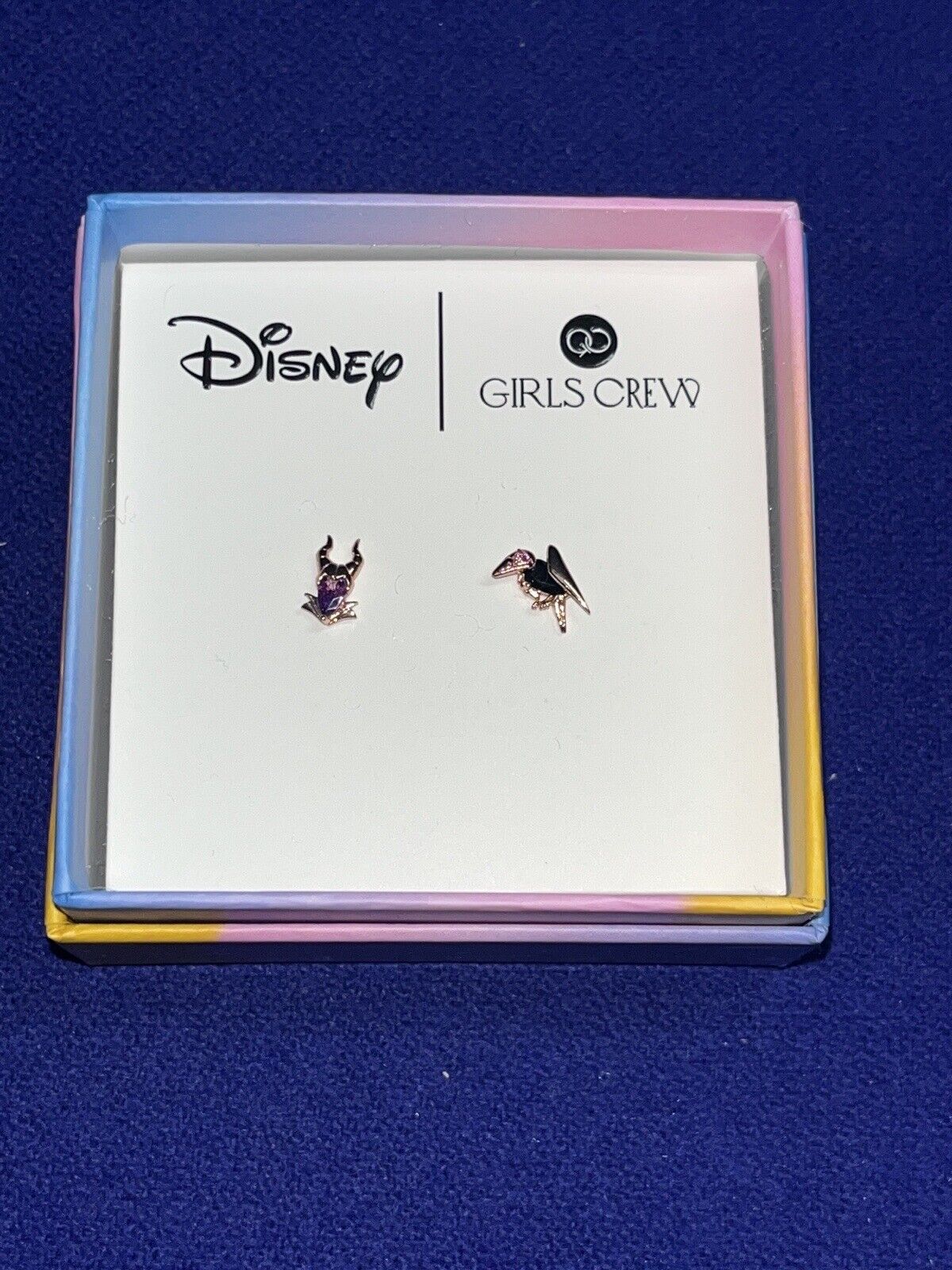 Girls Crew x Disney Villains Maleficent Stud Earrings Rose Gold Tone New