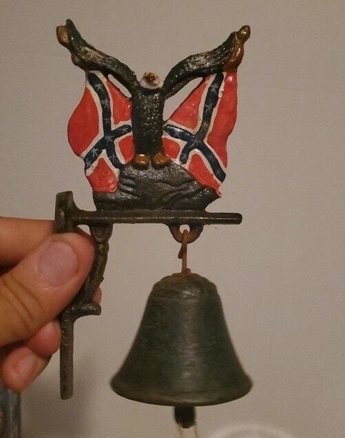 Vintage Wall Mount Cast Iron Dinner Bell With Eagle And Flag