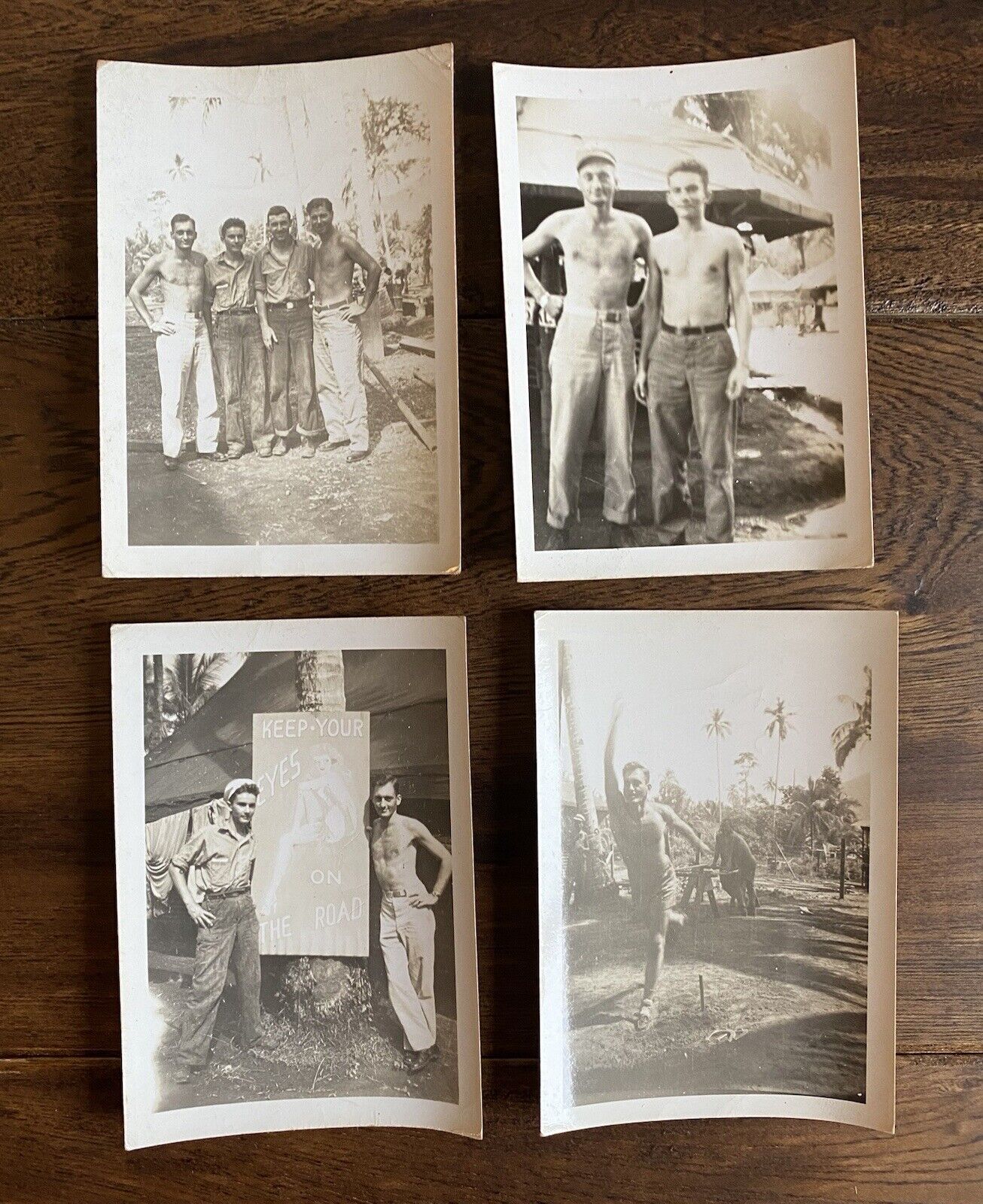 Leyte Philippines 1945 WWII US Servicemen in Camp 4 Small Vintage Photos