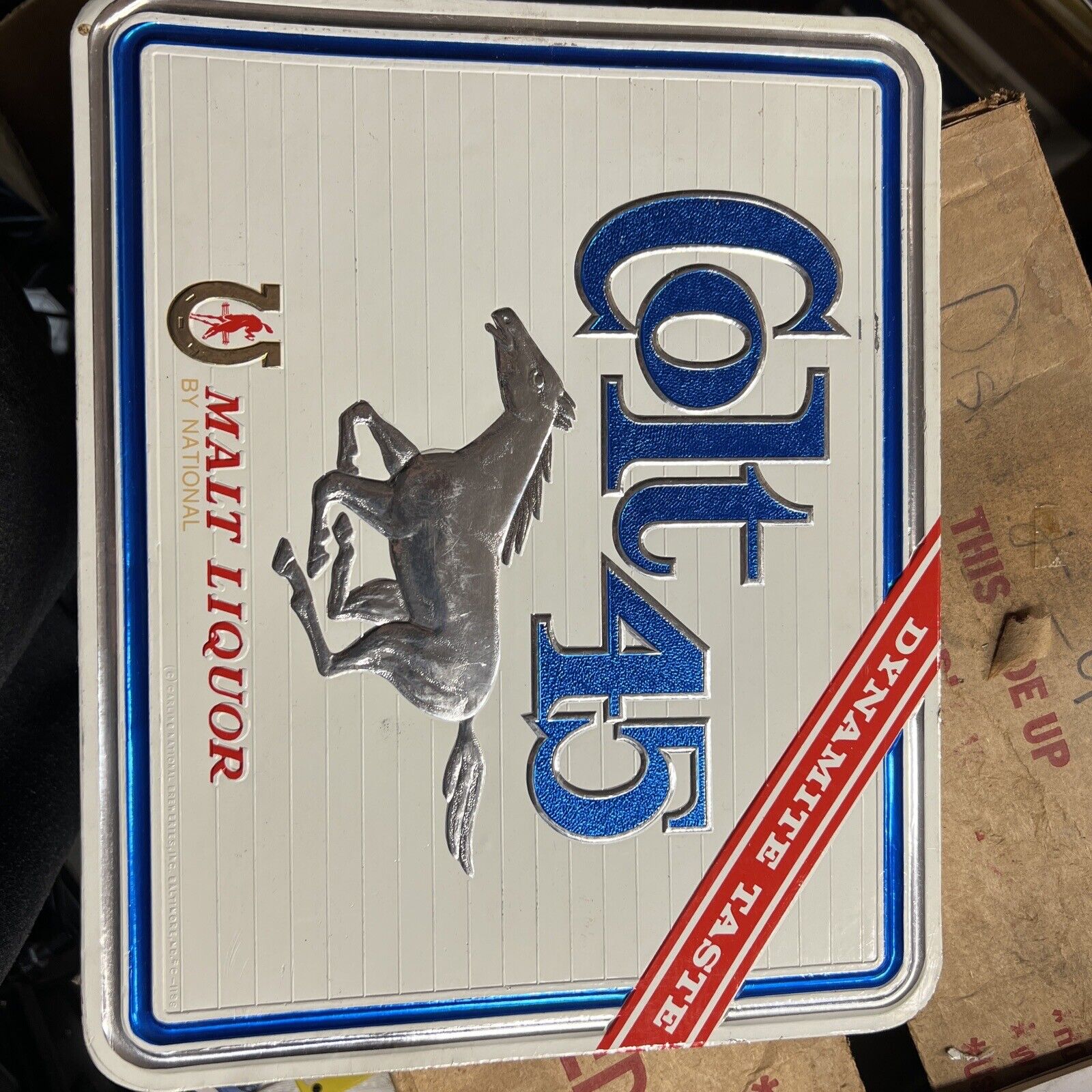 Colt 45 Malt Liquor Embossed Beer Sign Advertising Vintage