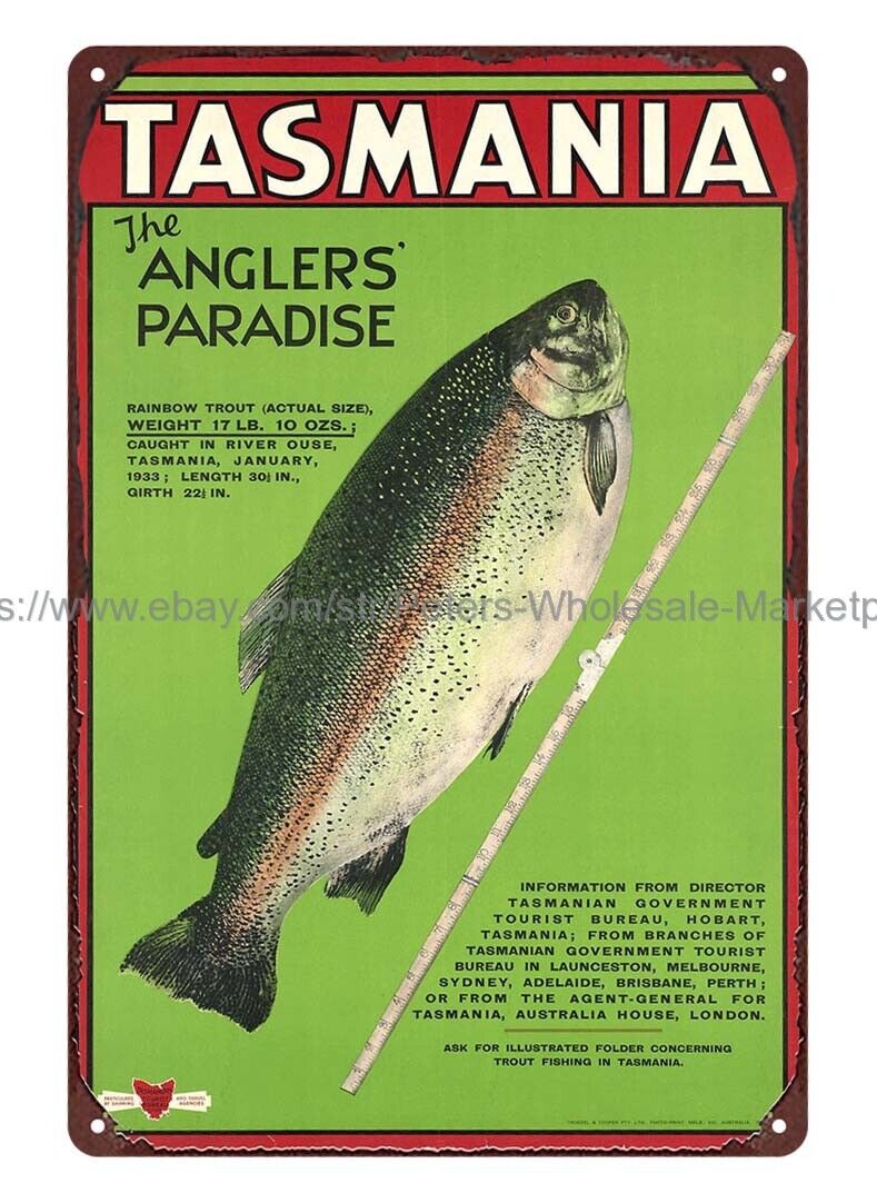 accent wall bedroom Tasmania. The anglers\' paradise metal tin sign