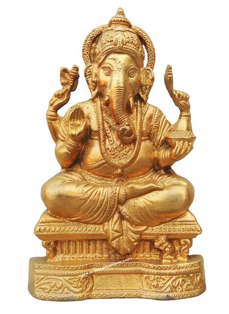 Ganesha Brass Statue Figurine Ganesh Ji Religious Sculpture Idol Showpiece 8.5\