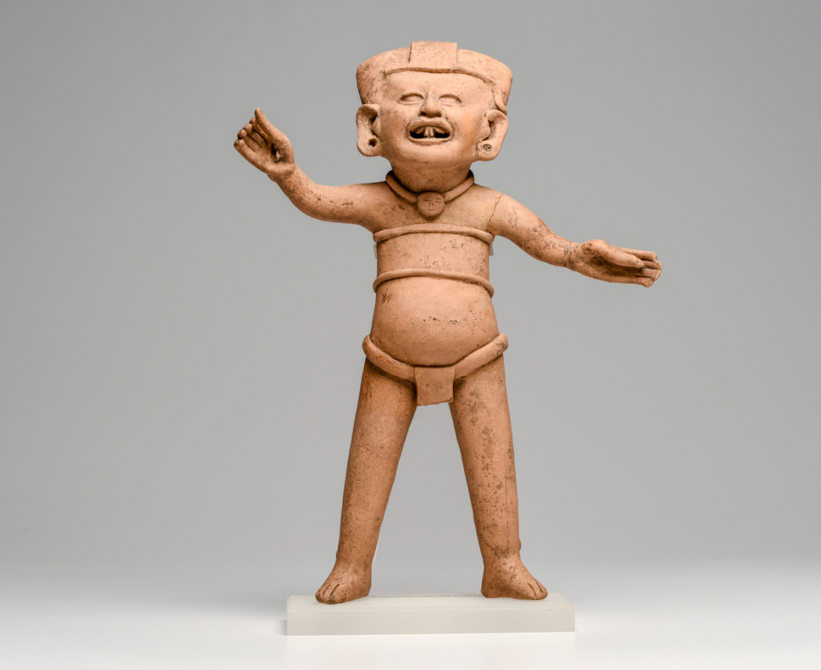 Mexico Remojadas Standing Male Smiling Figure w/ Arms Extended Pre-columbian Art