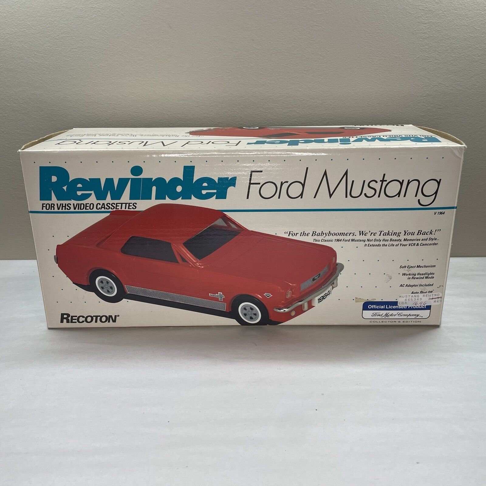 VINTAGE 1964 1/2 FORD MUSTANG VHS Tape REWINDER - COLLECTOR\'S EDITION BY RECOTON