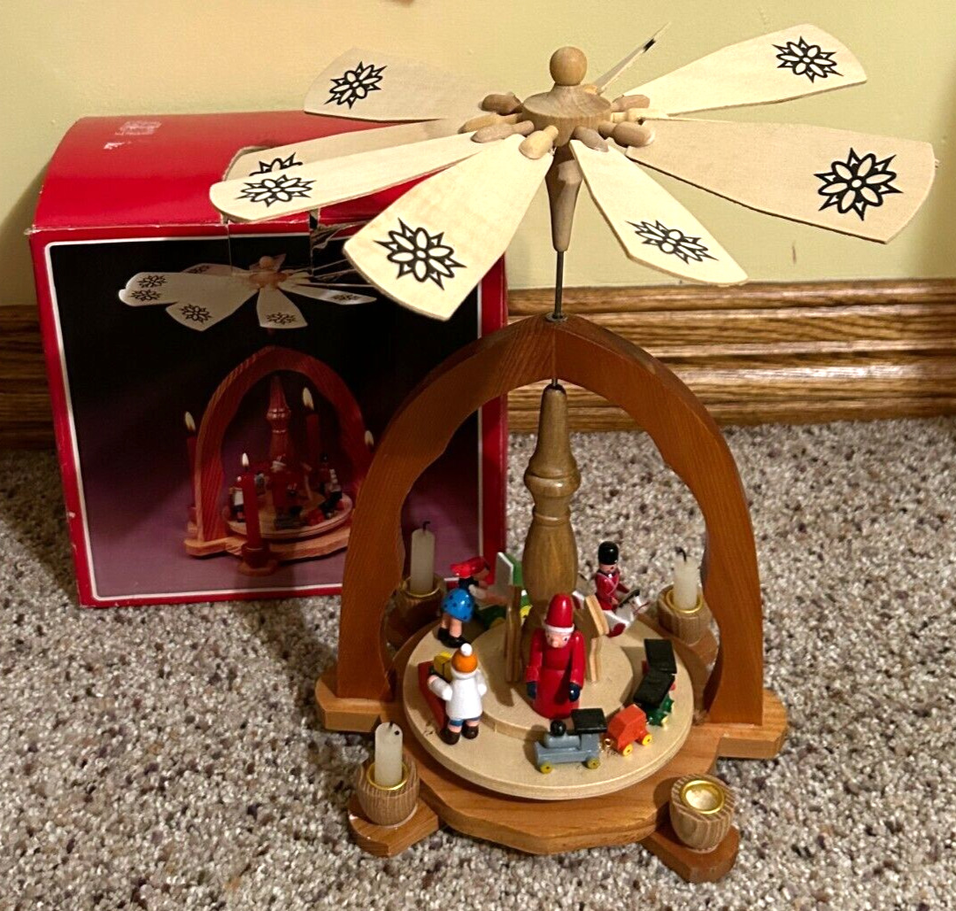Vintage Wooden German Style Candle Windmill Pyramid Christmas Santa Toys *READ*
