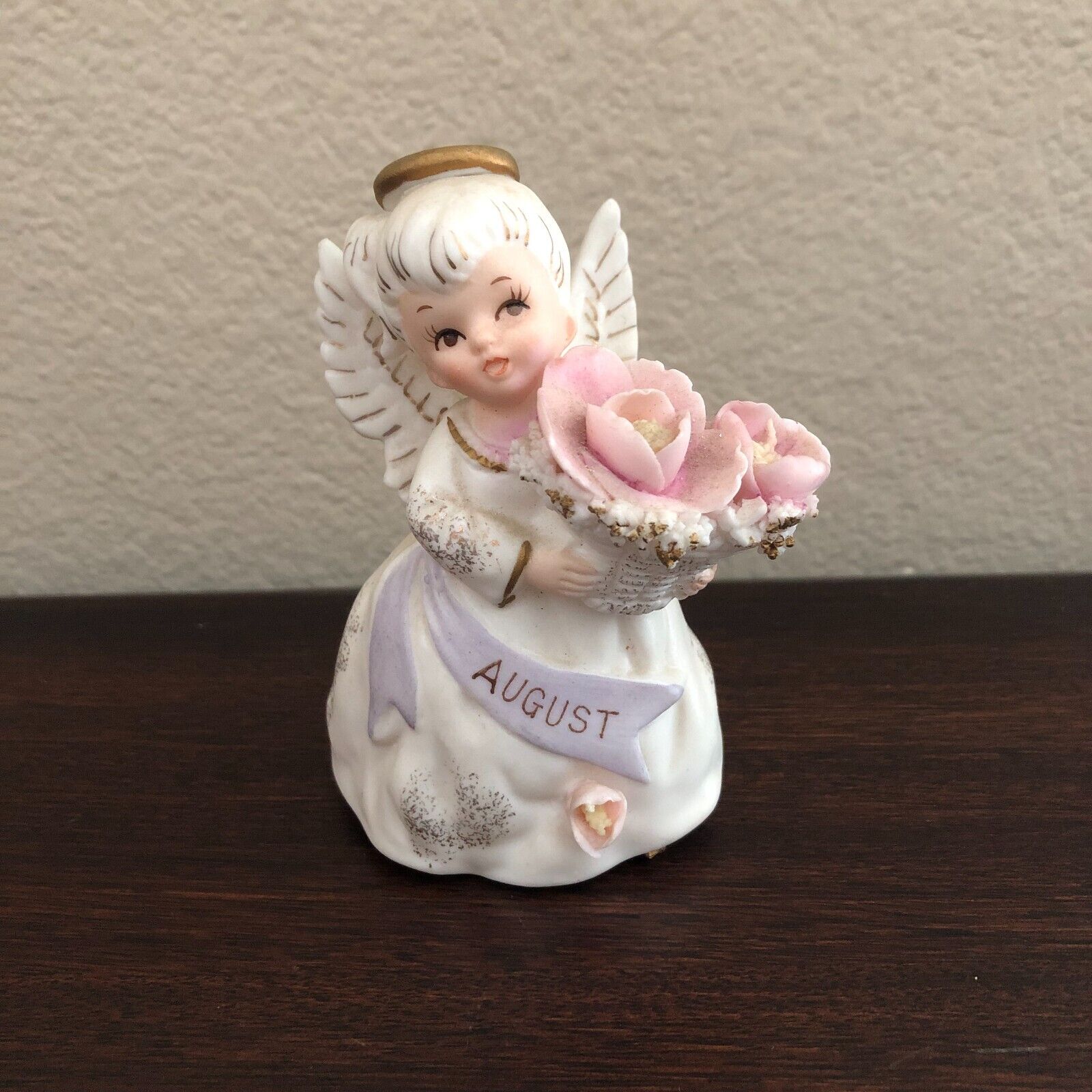 Vintage Lefton Birthday Angel Girl Figurine August