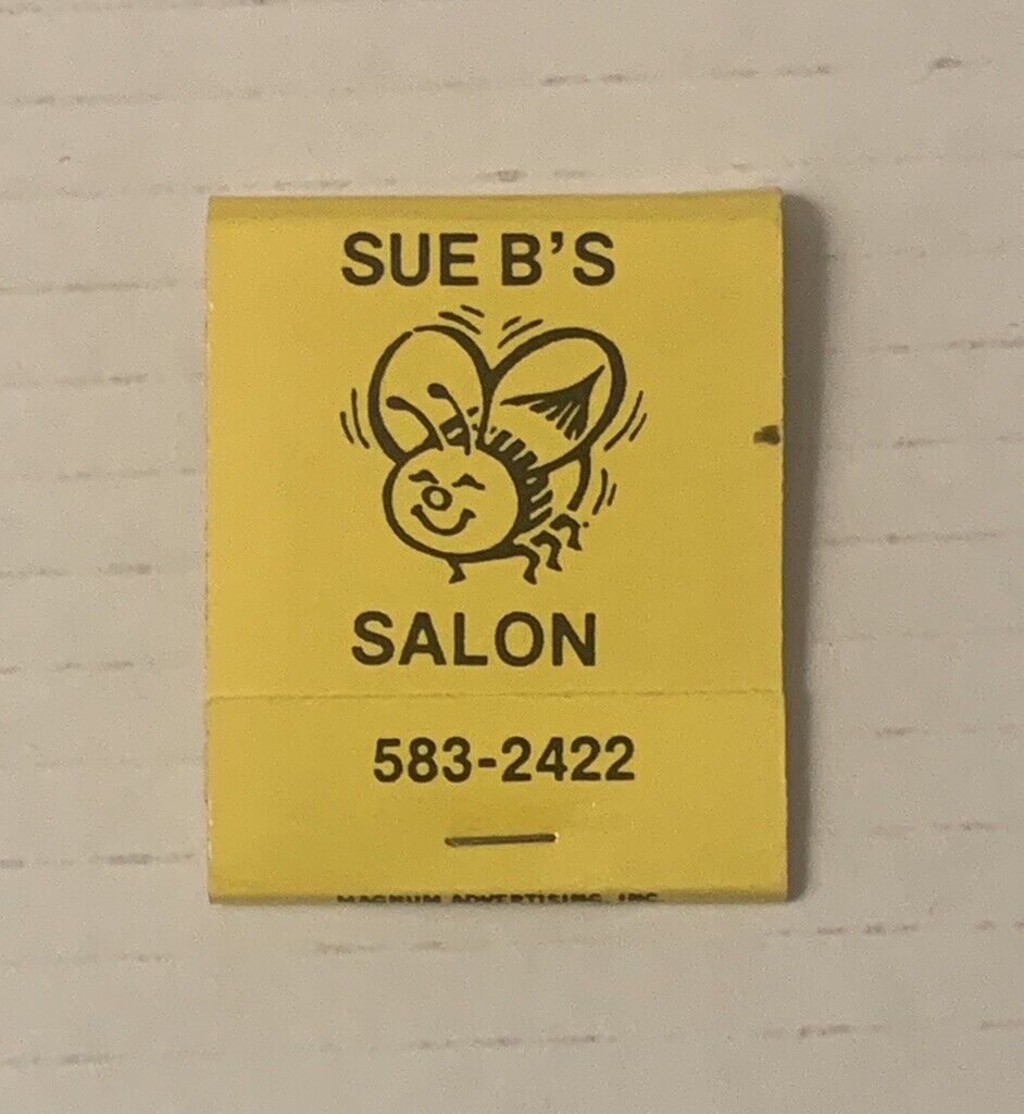 Vintage Sue B’s Salon Matchbook Full Unstruck Ad Matches Souvenir Collect
