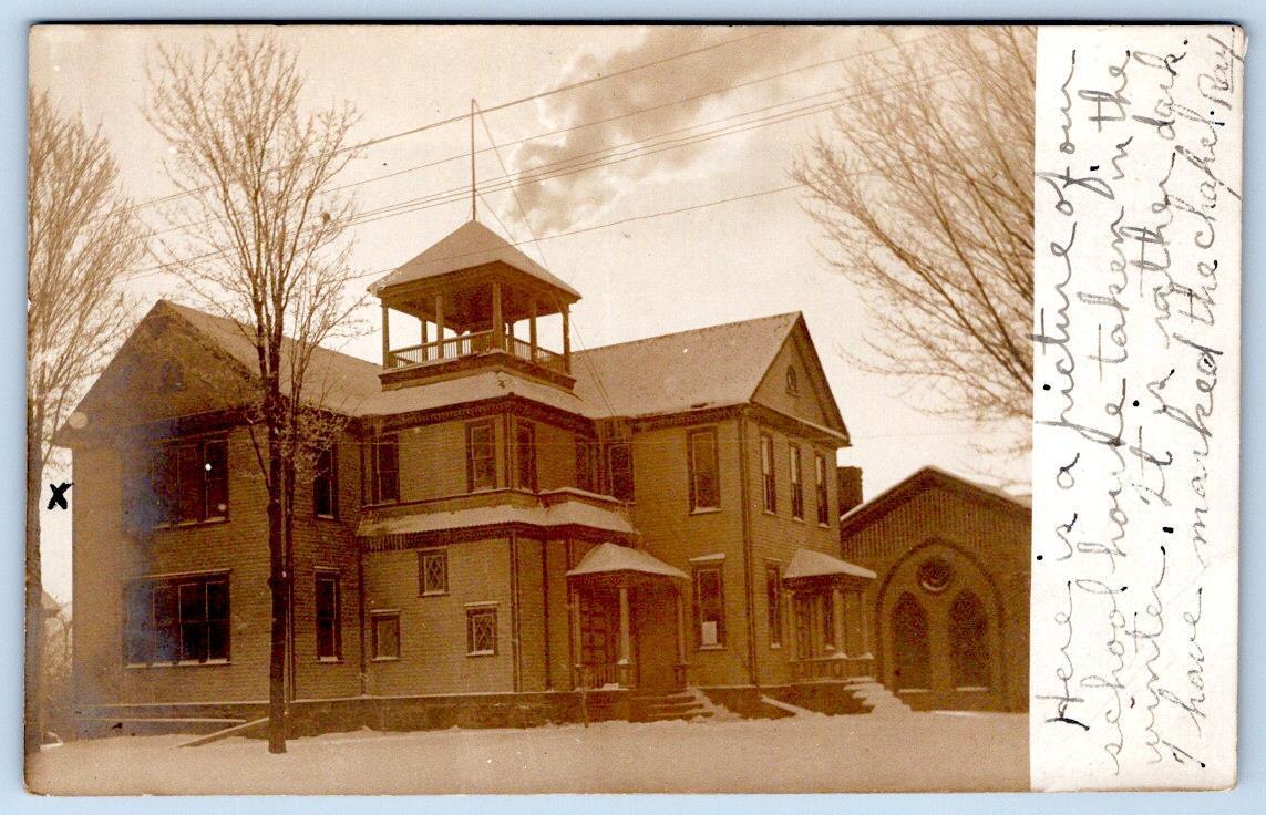 1906 RPPC SCHOOL HOUSE NEW YORK SENT TO MIDDLEBURG NY CHAUNCEY RICKARD POSTCARD
