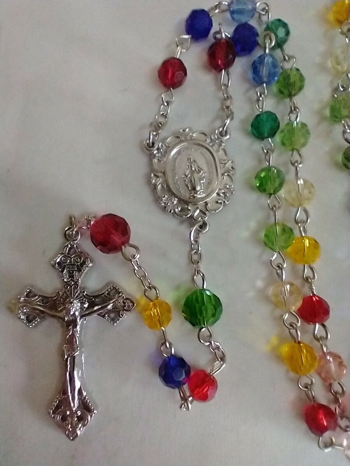 Catholic Rosary Rainbow Multicolored Glass 20\