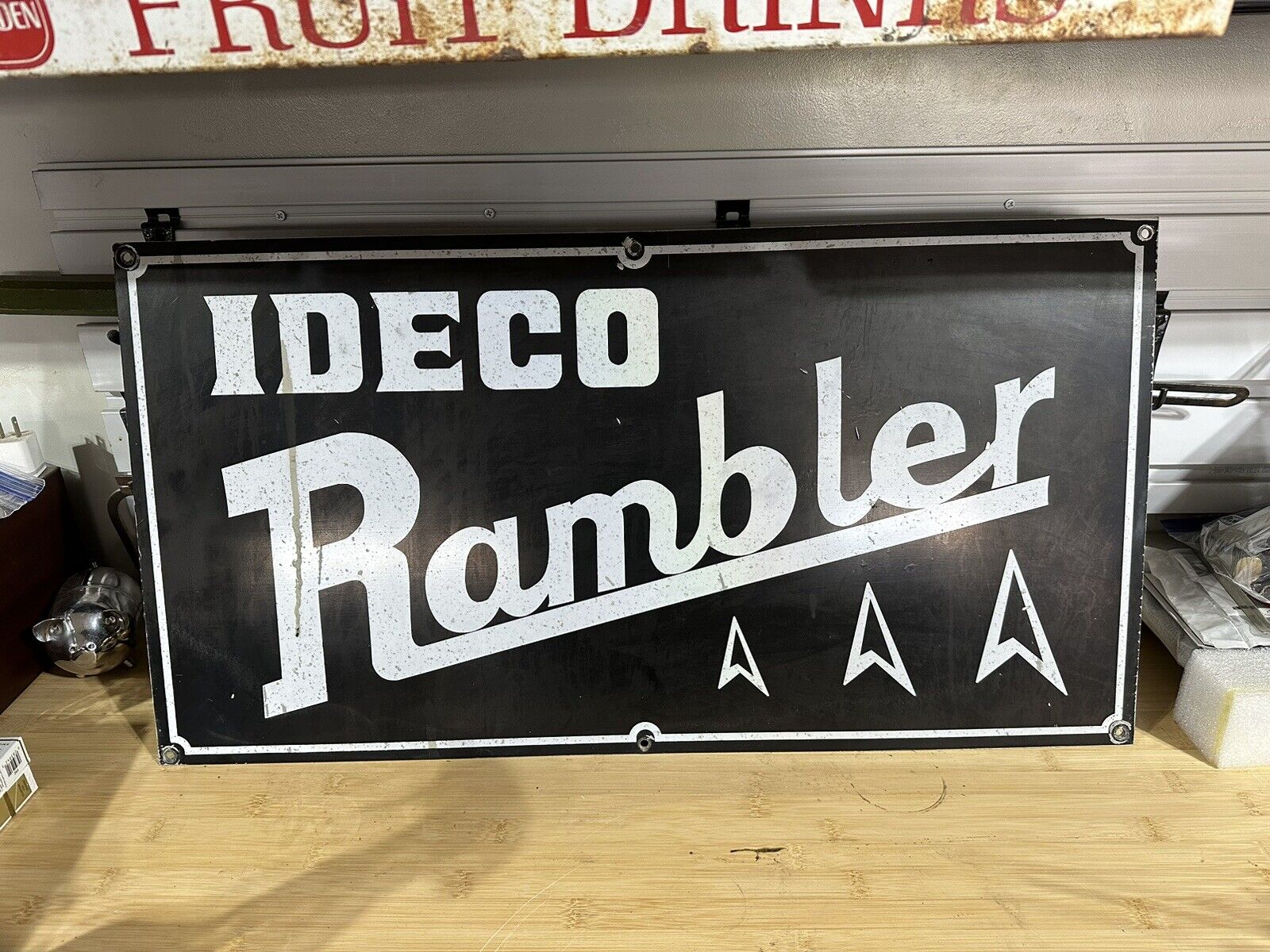 Nice Original Black/ White IDECO Rambler Work Over Rig Sign