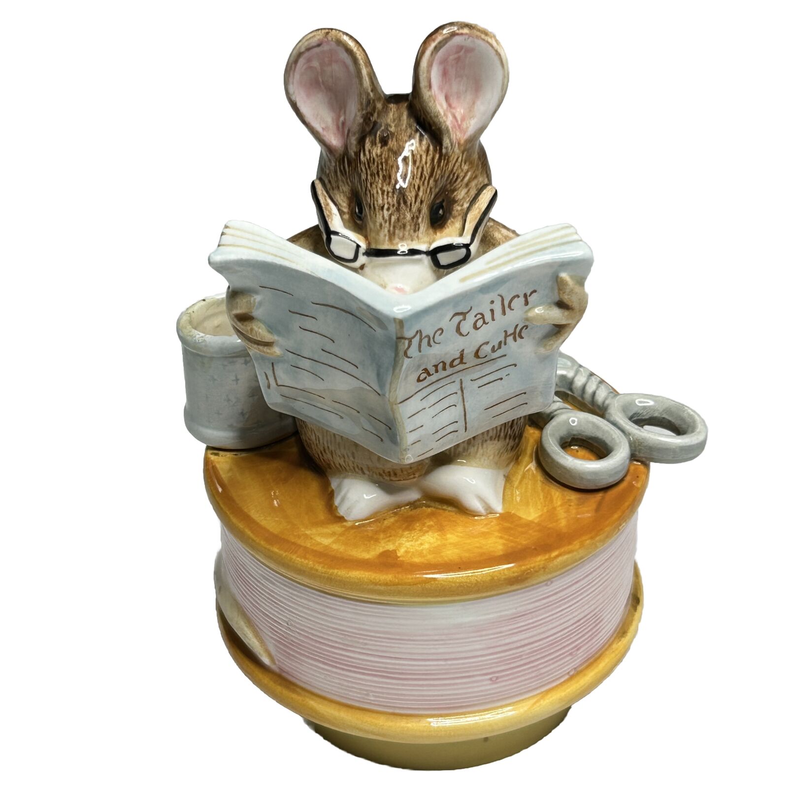 Vintage Schmid Music Box Beatrix Potter The Tailor of Gloucester Mouse Rotates