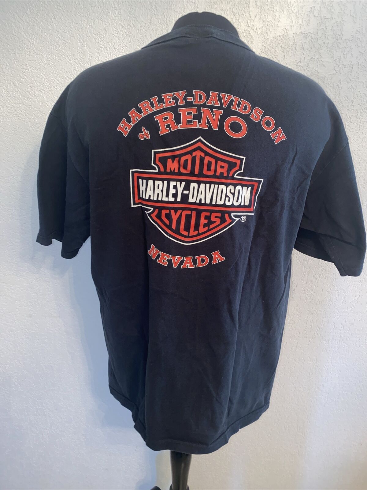 VINTAGE Harley Davidson Reno Nevada Henley T-Shirt XL Black Motorcycles HD MC