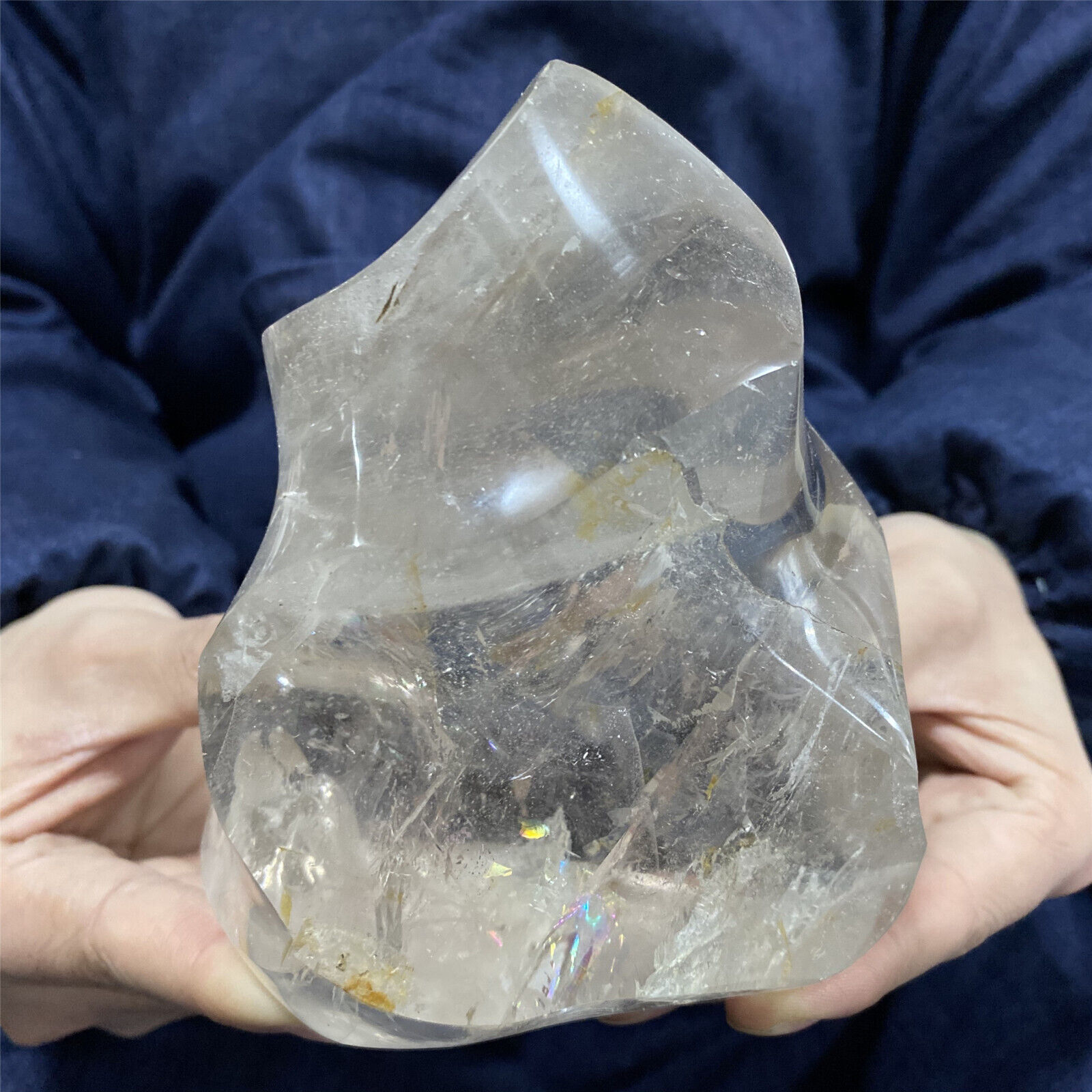 1170g Top Natural White Quartz Carved Crystal Flame Shape Reiki Healing.XL228