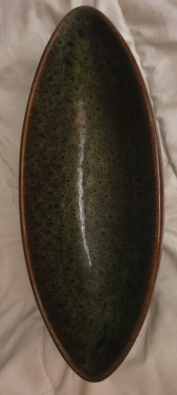 Large Oval Shapped Glazed Bowl 20th Century  c/a 1970's 4.5x16x5in Pottery 