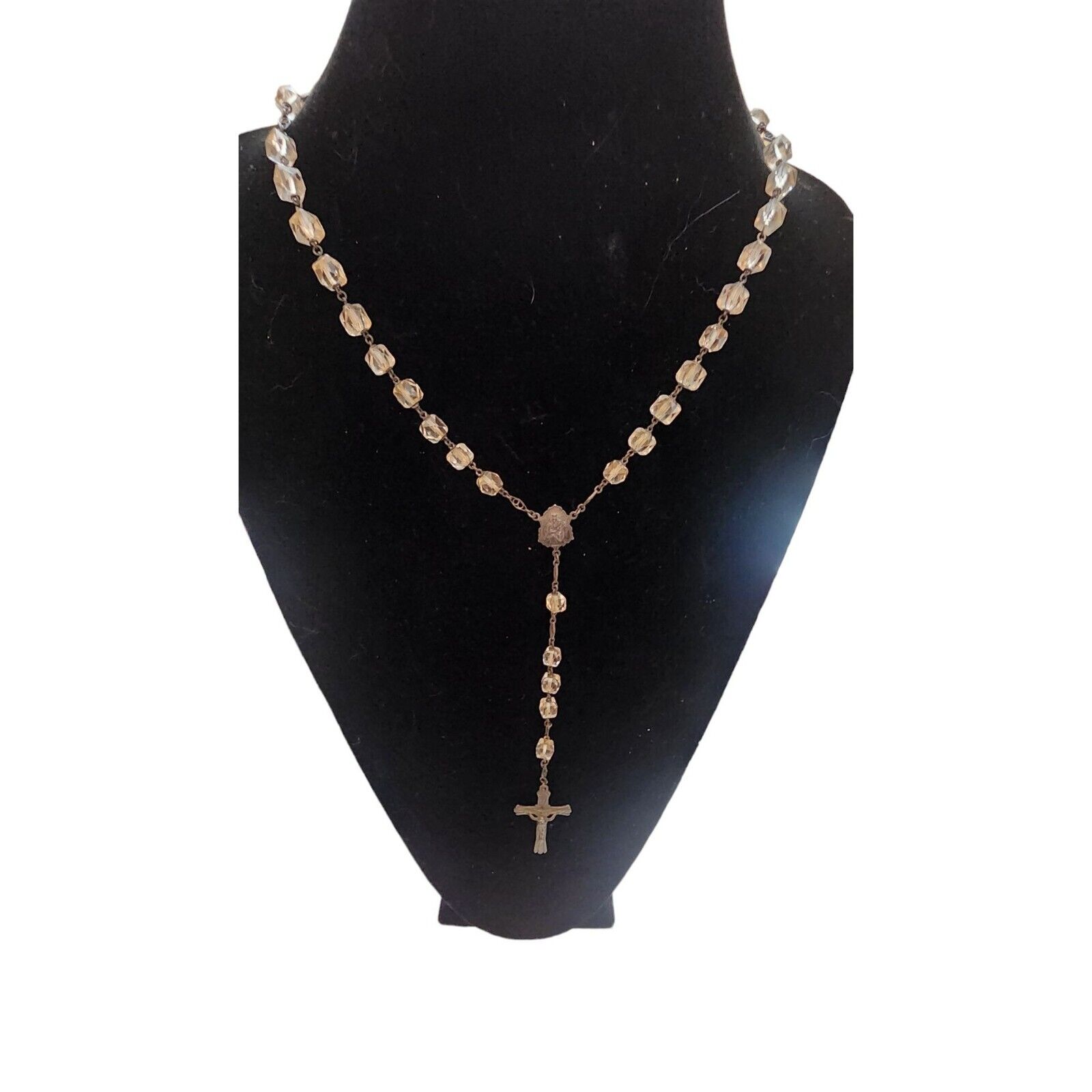 Antique Exceptional Uniquely Faceted Crystal Rosary Necklace (A2873)