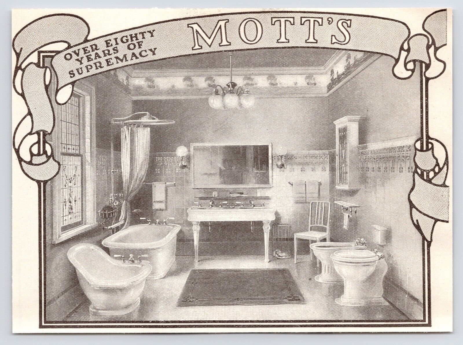 1880s J.L Mott Mott\'s Bathroom Interior Victorian Era Decor Art Antique Print Ad