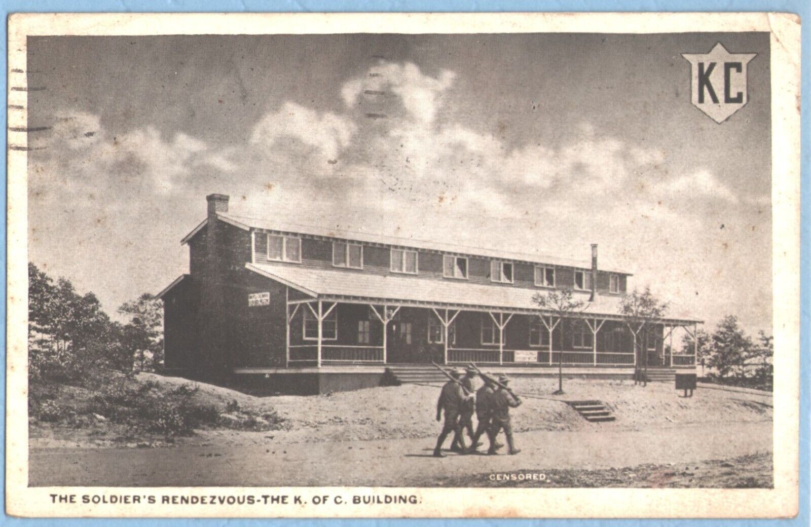VTG 1918 Postcard WWI Soldier Barracks 15th Reg Jackson/Columbia SC KofC Censor