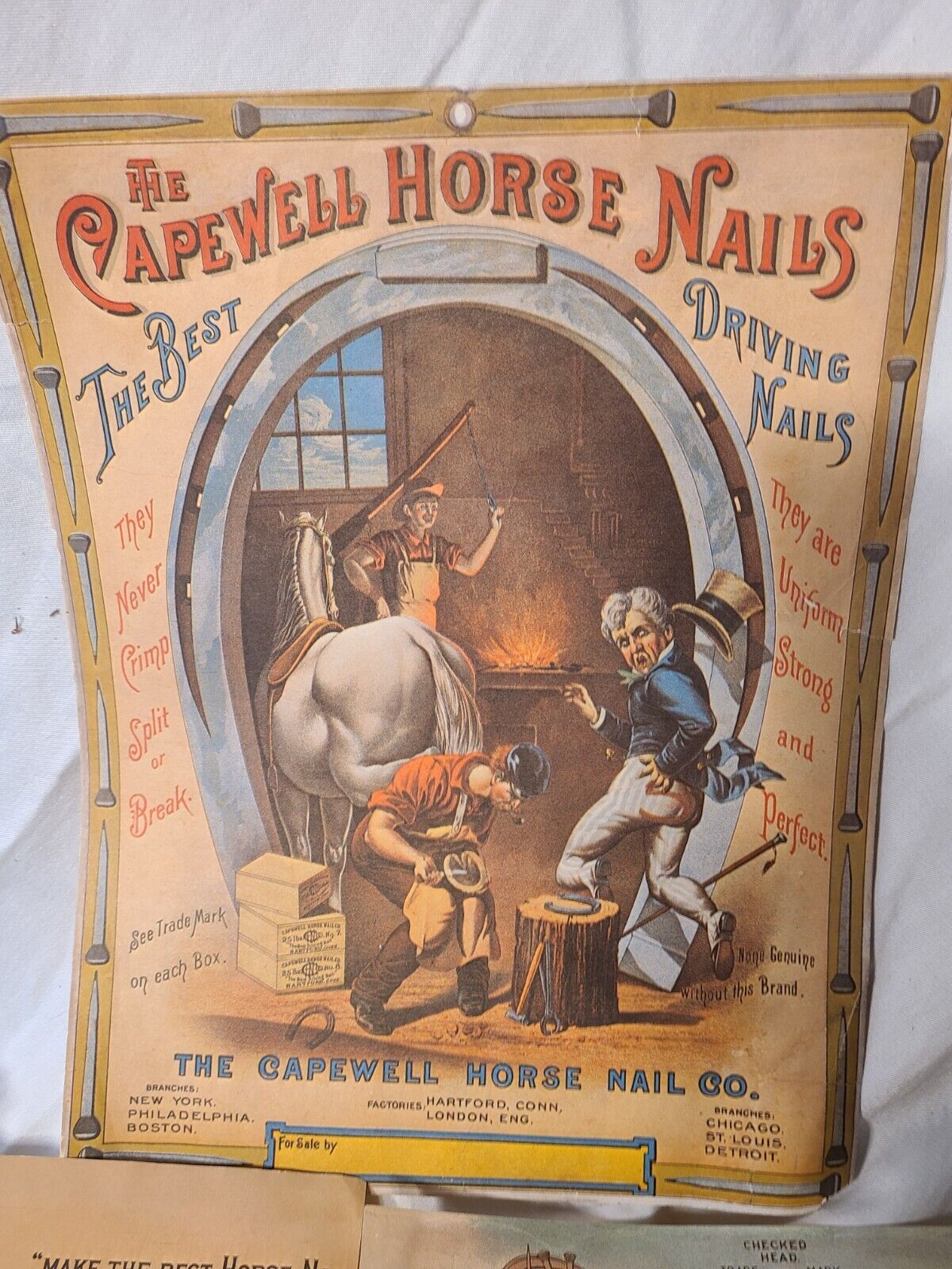 3ea Antique Capewell Horse Nail Co. Calendars and Company Advertisement Original