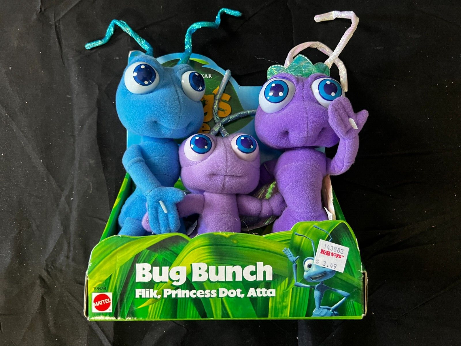 VIntage 1998 DIsney Pixar A Bug's Life Bug Bunch-Flik, Princess Dot, & Atta NEW