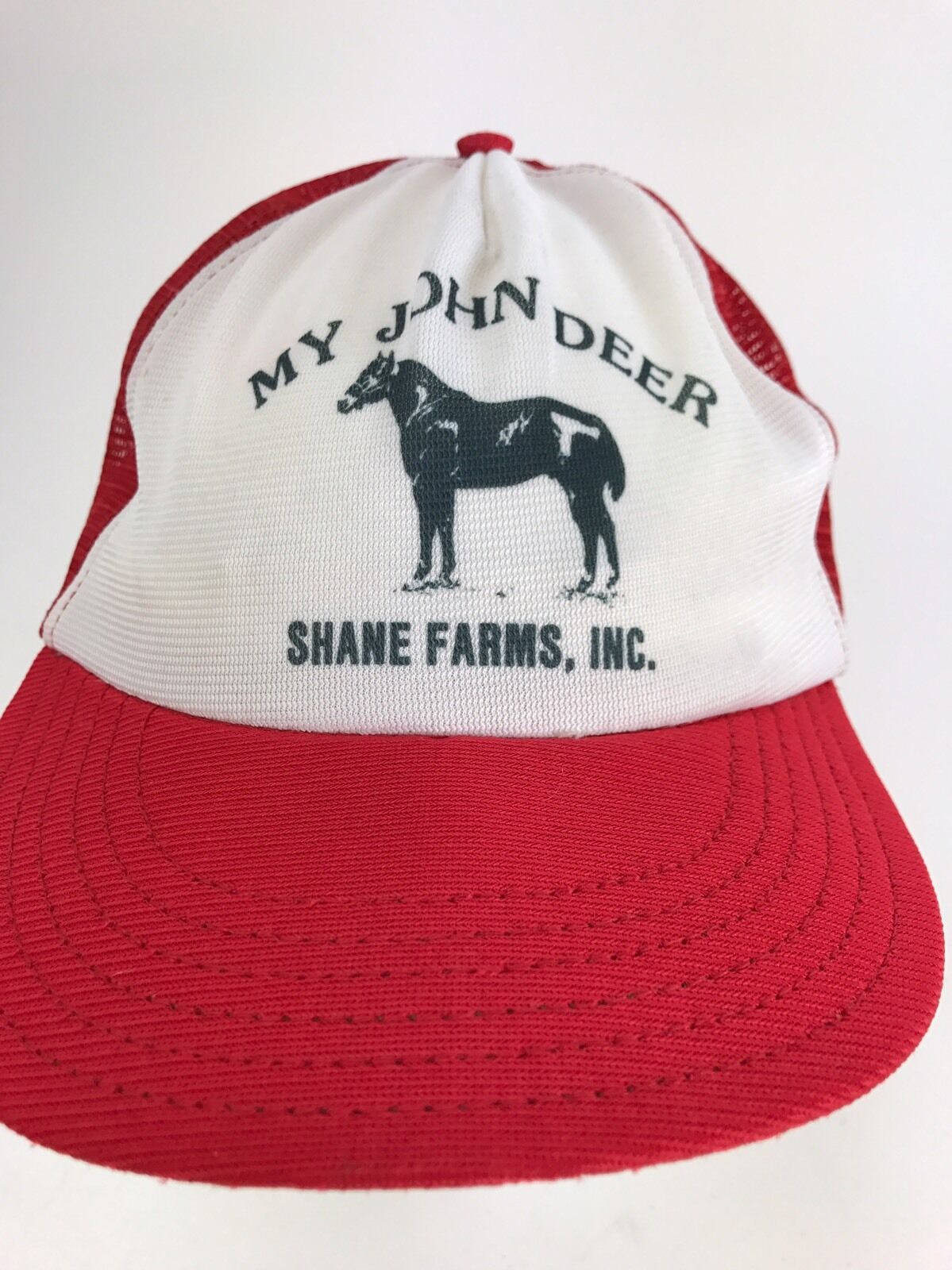 VTG My John Deere Horse Lovers Hat Cap SnapBack Trucker Farmer Red