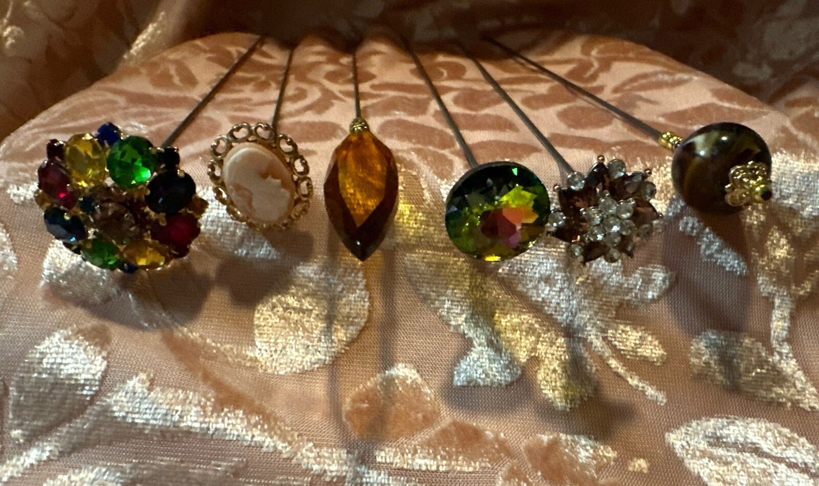 Beautiful Antique/Vintage Style  Handcrafted Hatpins-Lot Of Six- Lots Of Sparkle