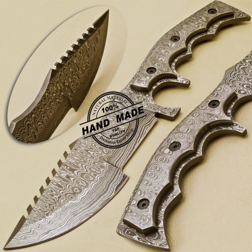 Handmade DAMASCUS STEEL 10”KNIFE CAMPING HUNTING SURVIVAL OUTDOOR RESCUE Tracker