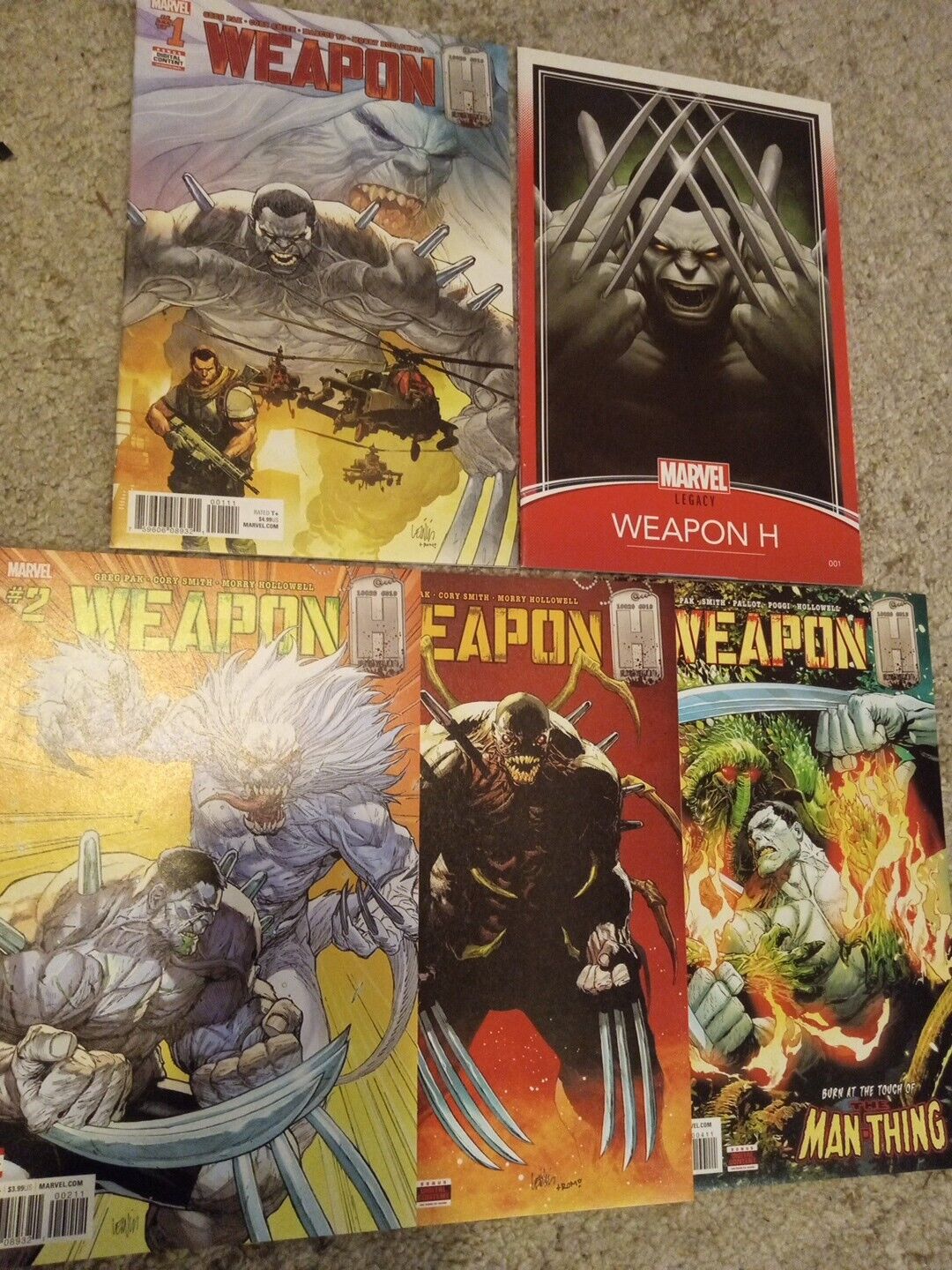 Weapon H Marvel Comic Book Lot #s 1-4 & #1 Trading Card Variant