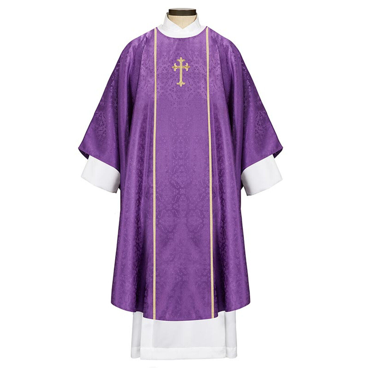Catholic Vestment Gothic Style Chasuble Marseille Jacquard 51 In x 59 In Purple