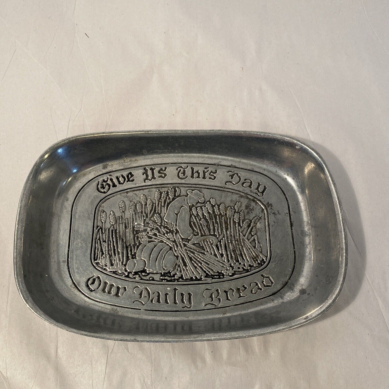 Wilton Armetale Pewter Tray - Give Us this Day Our Daily Bread