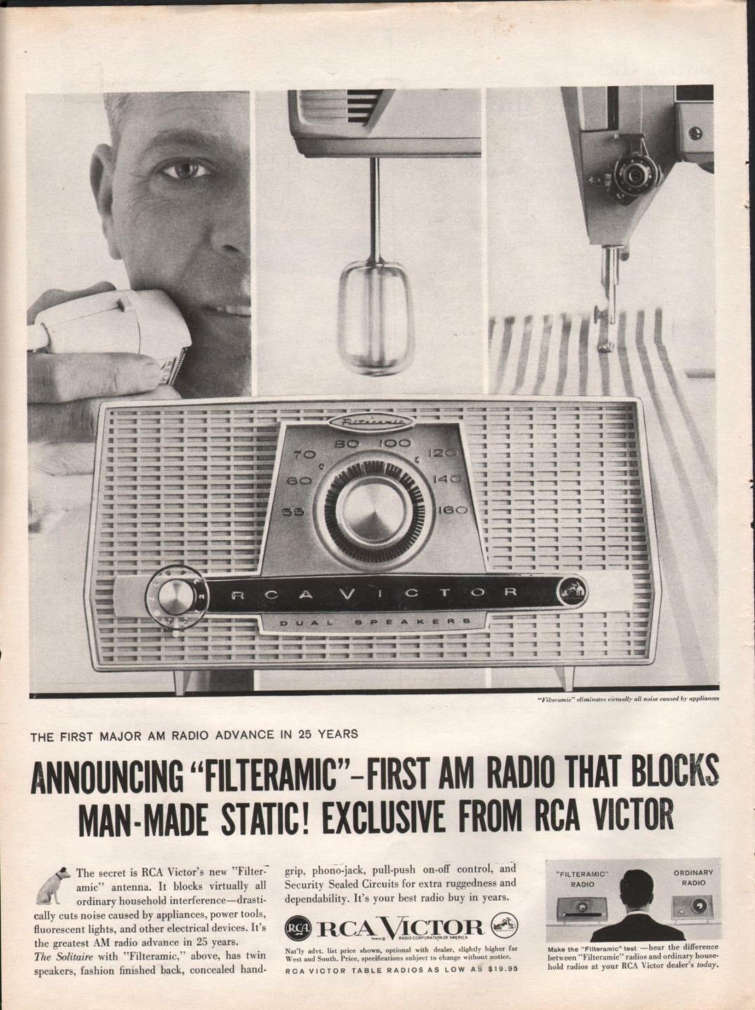 1959 RCA Victor PRINT AD Filteramic Antenna Radio Great documenting ad