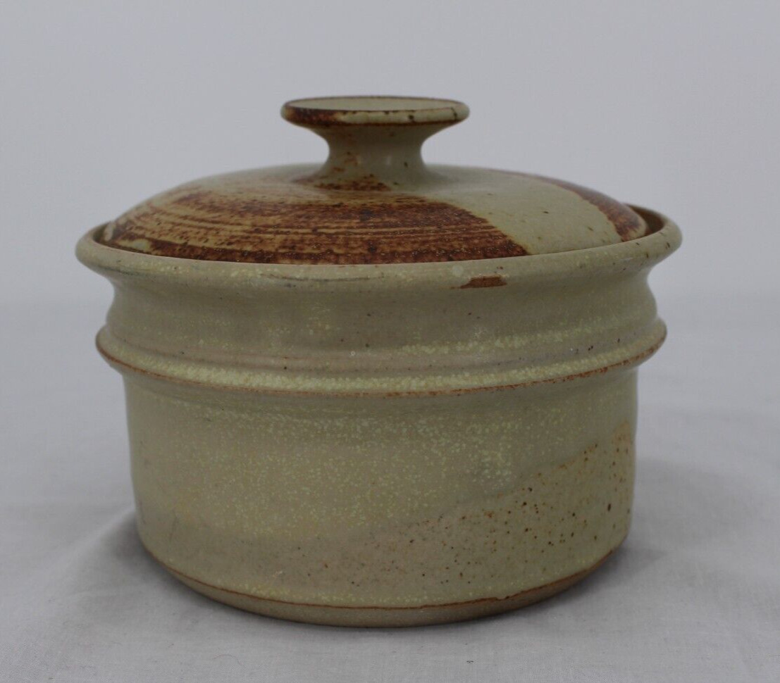 Stoneware Pottery Container Jar with Lid Pot Canister Signed 1991