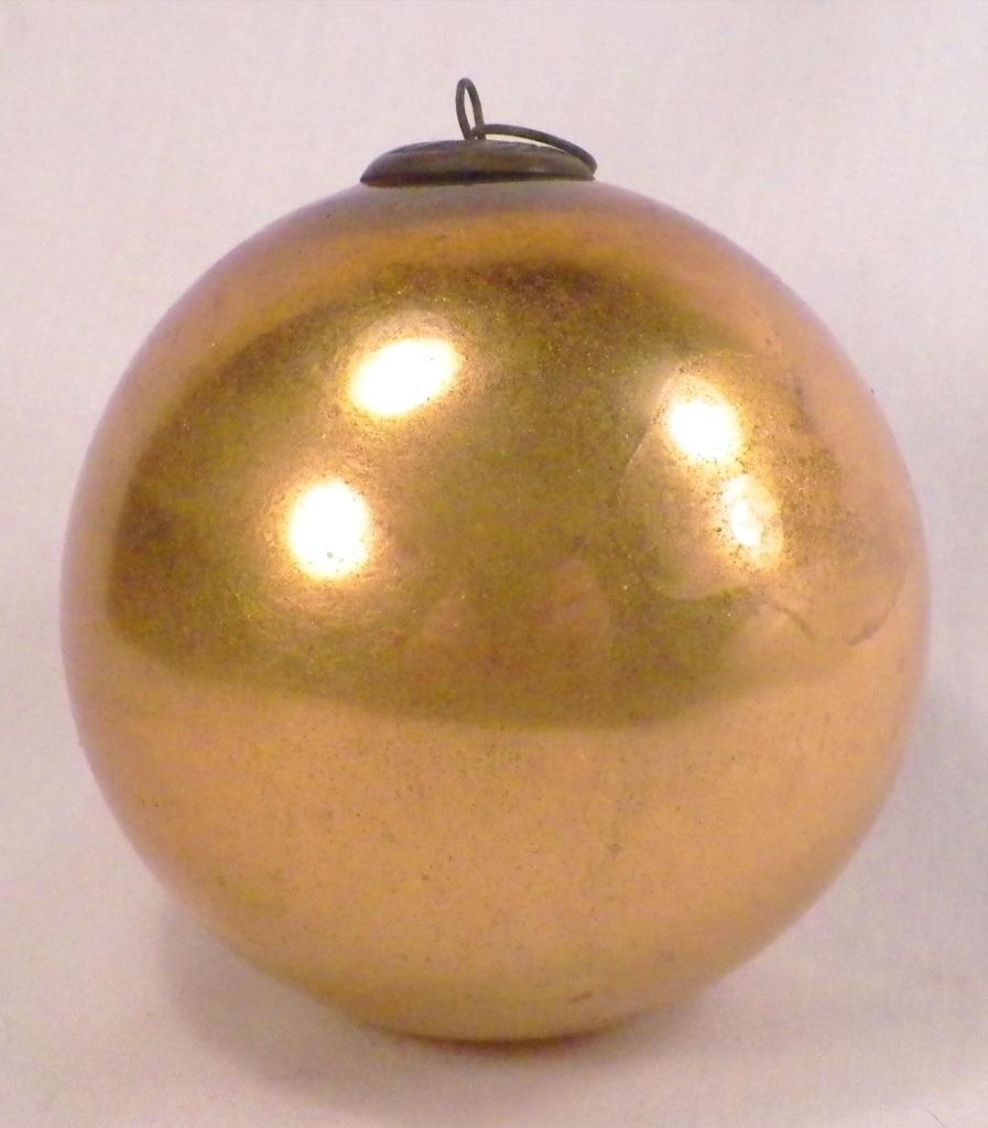 Antique Kugel Christmas Ornament Gold Ball Mercury Glass German 3.75in. #107