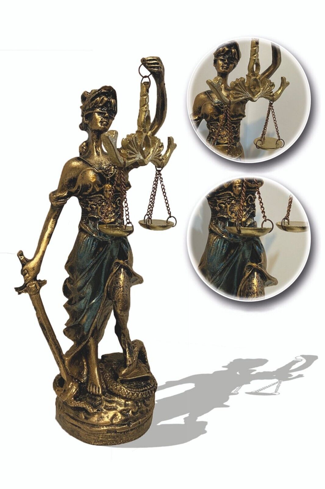 Decorative Blind Lady Justice Themis Goddess Sculpture 20 Cm Statue Gift