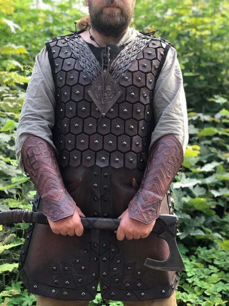 medieval Men\'s lamellar leather body armour \
