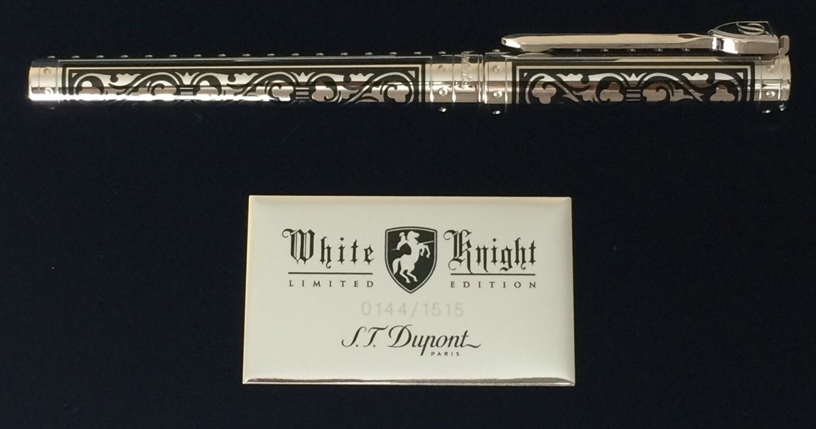 S.T. Dupont White Knight Rollerball Pen, Premium Edition # 142030, New In Box