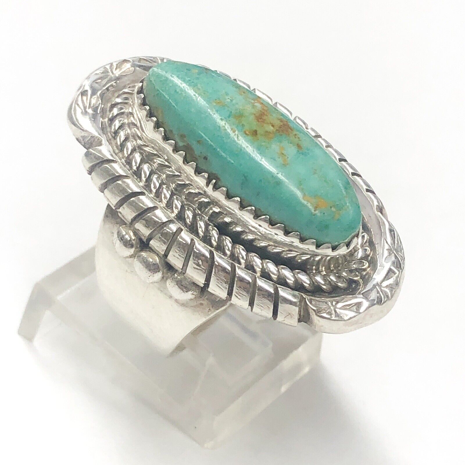 Navajo Edison Gruber Turquoise Handmade Sterling ring Size 8