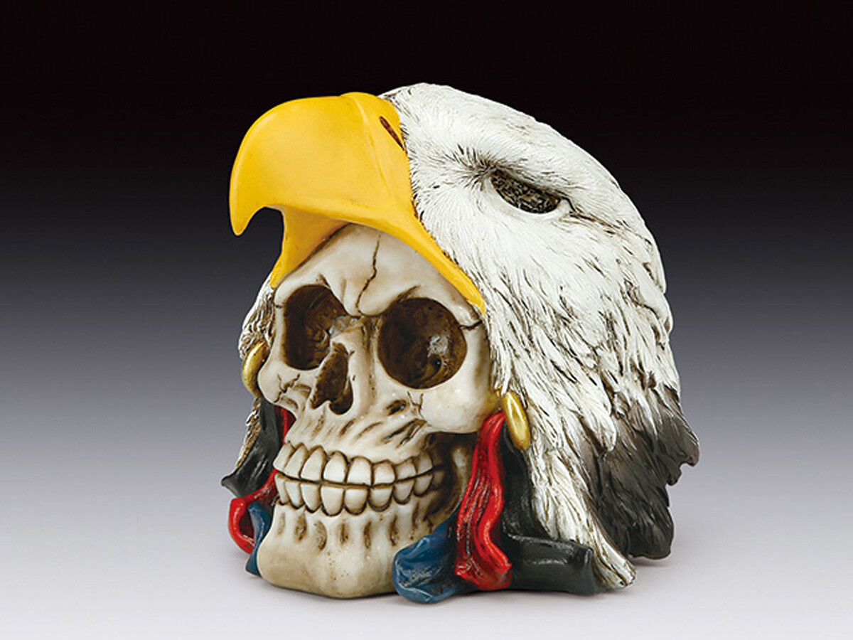 Skull with Eagle Hat Figurine Statue Skeleton Halloween