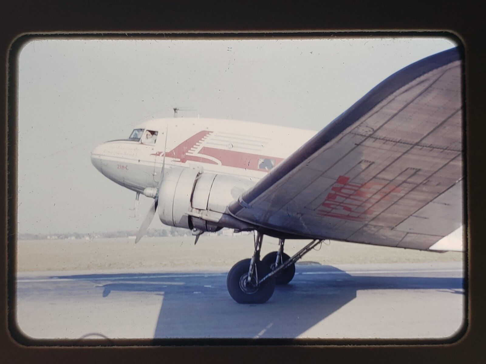 Vtg 1950s 35mm Slide - Capital Airlines Douglas DC-3 Airplane Side View