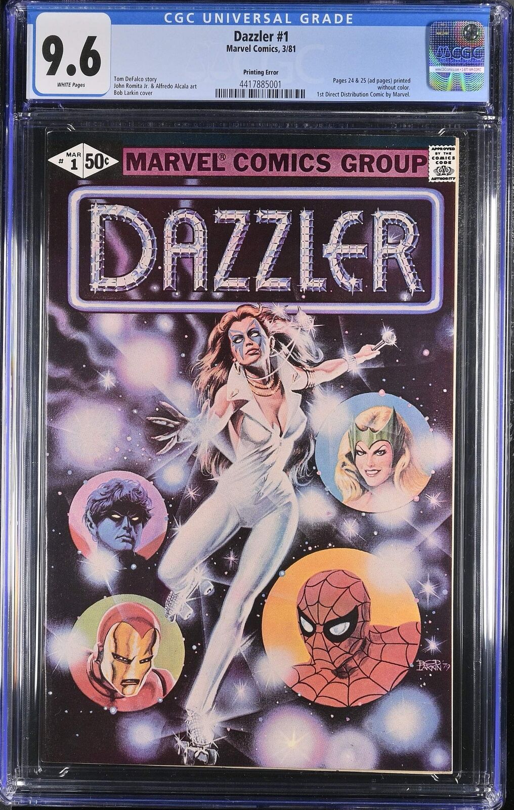 Dazzler #1 Marvel (1981) 9.6 NM+ CGC Graded Key Issue Error Version Comic Book