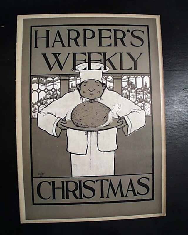 Rare MAXFIELD PARRISH Harper\'s Weekly Christmas Plum Pudding PRINT1895 Newspaper