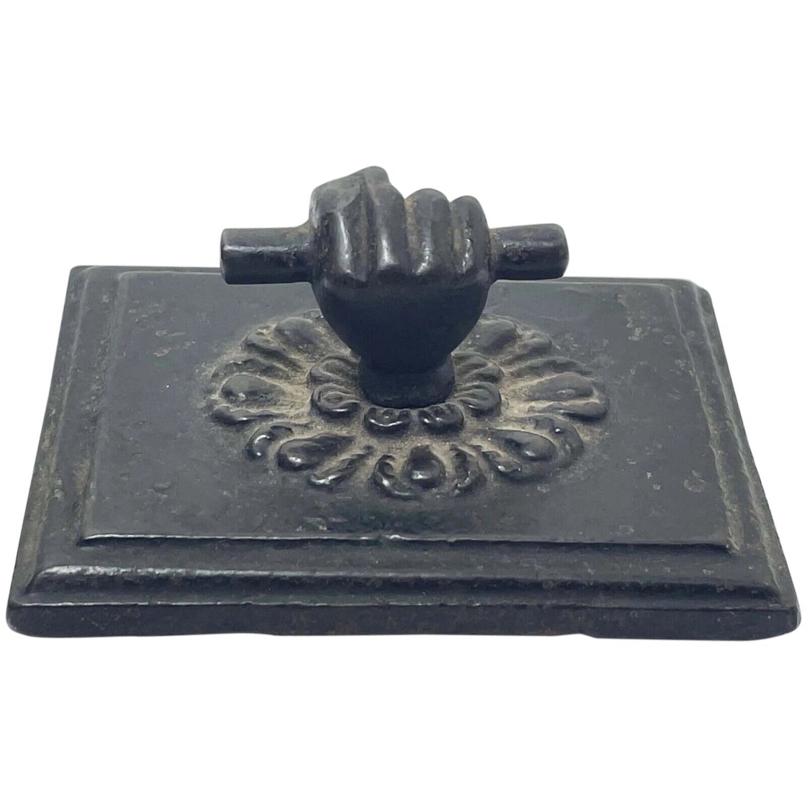 Collectible Small Early Victorian Fist Finial Cast Iron Paperweight