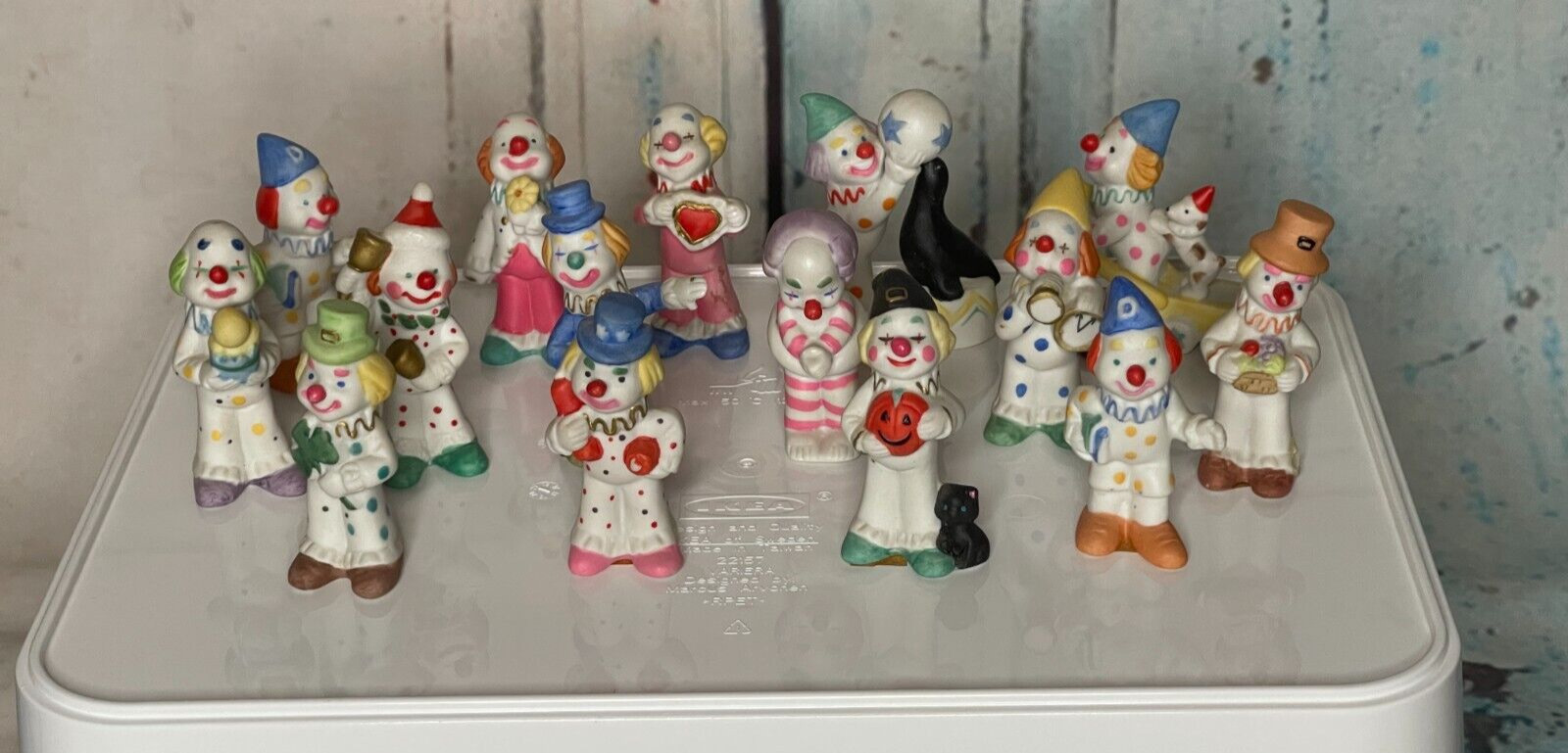 Lot of (15) Vintage Napco Porcelain Collectible Circus Clown Figurines 1980's