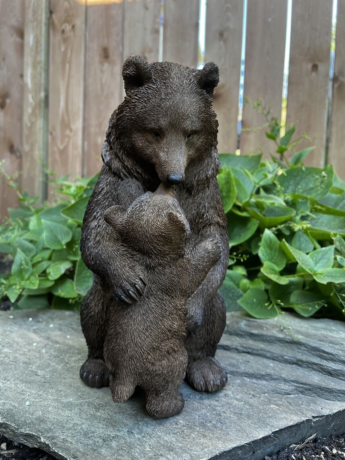 Brown Bear Mom And Cub Hugging Resin Countryside Animal Statue New Ornament