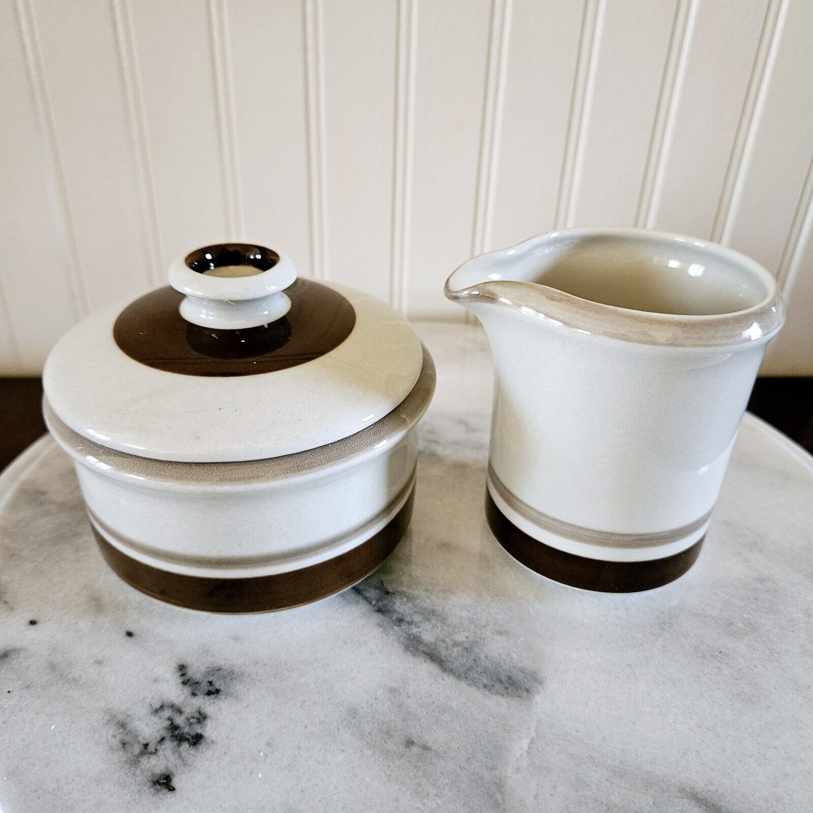 Vintage Arabia Finland Pirtti Stoneware Creamer And Sugar Bowl With Lid